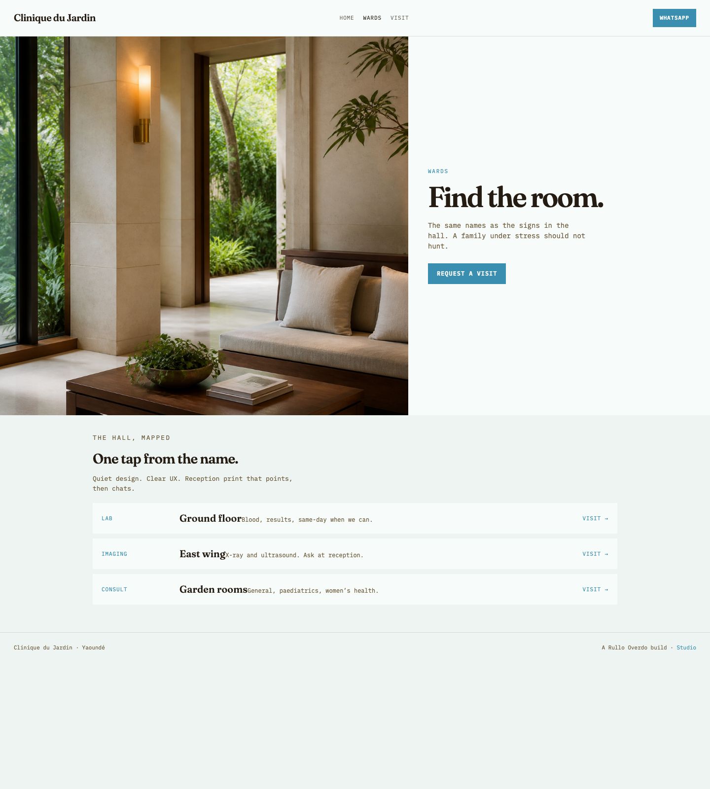 Clinique du Jardin wards page