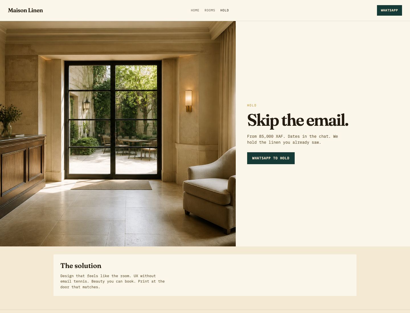 Maison Linen hold page