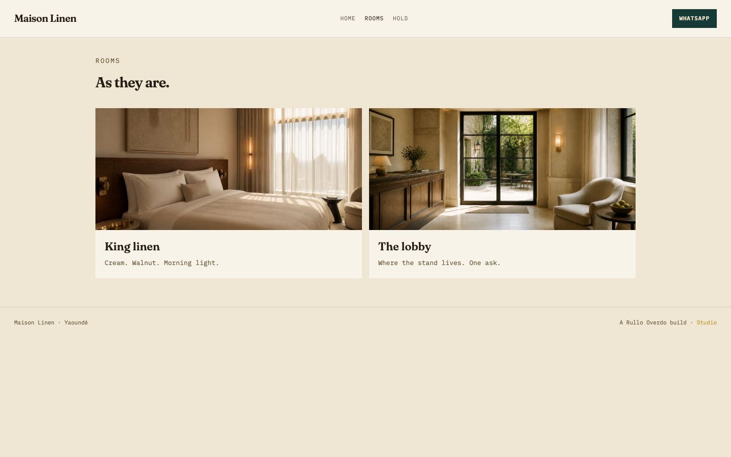 Rooms page