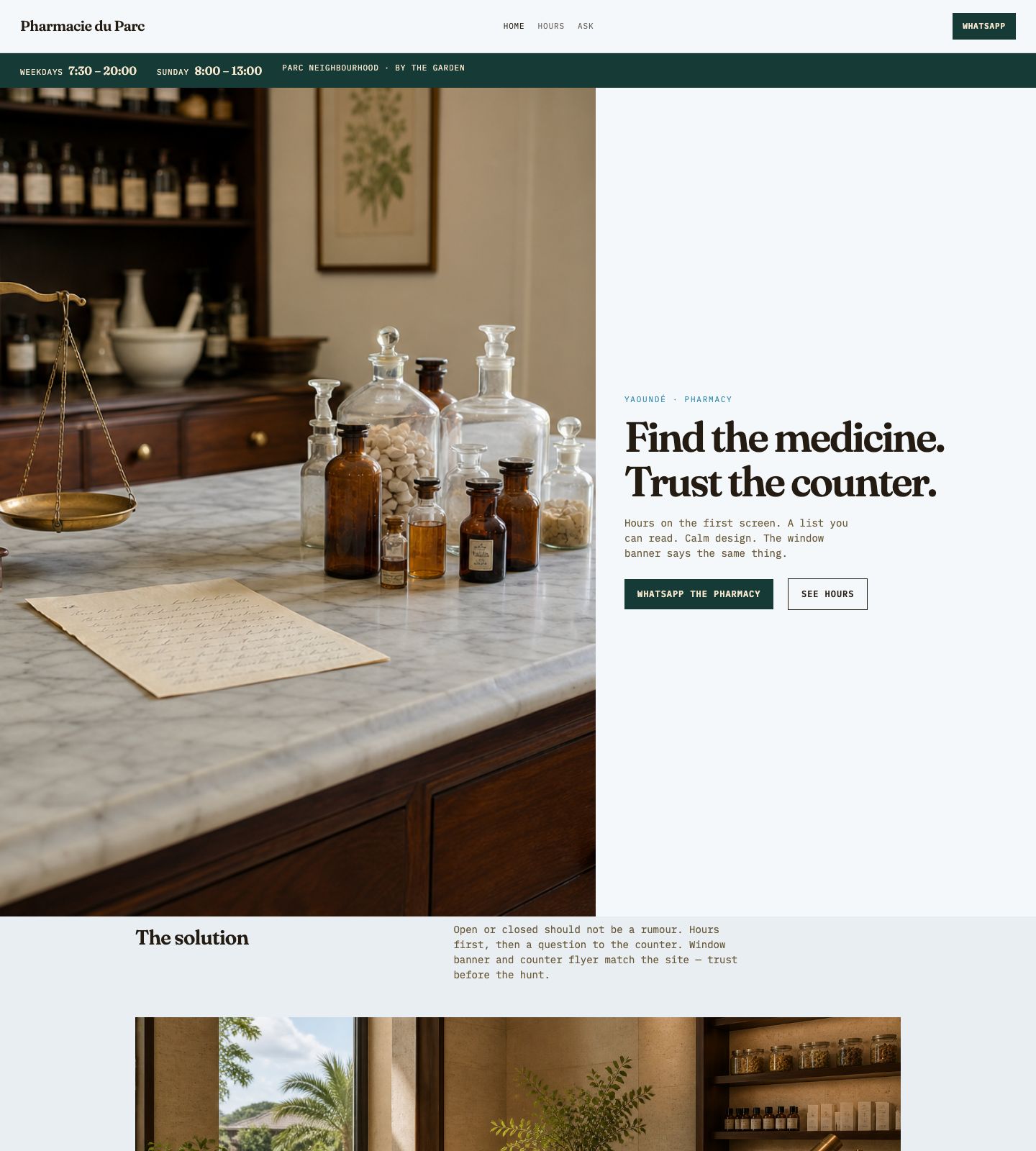 Pharmacie du Parc homepage