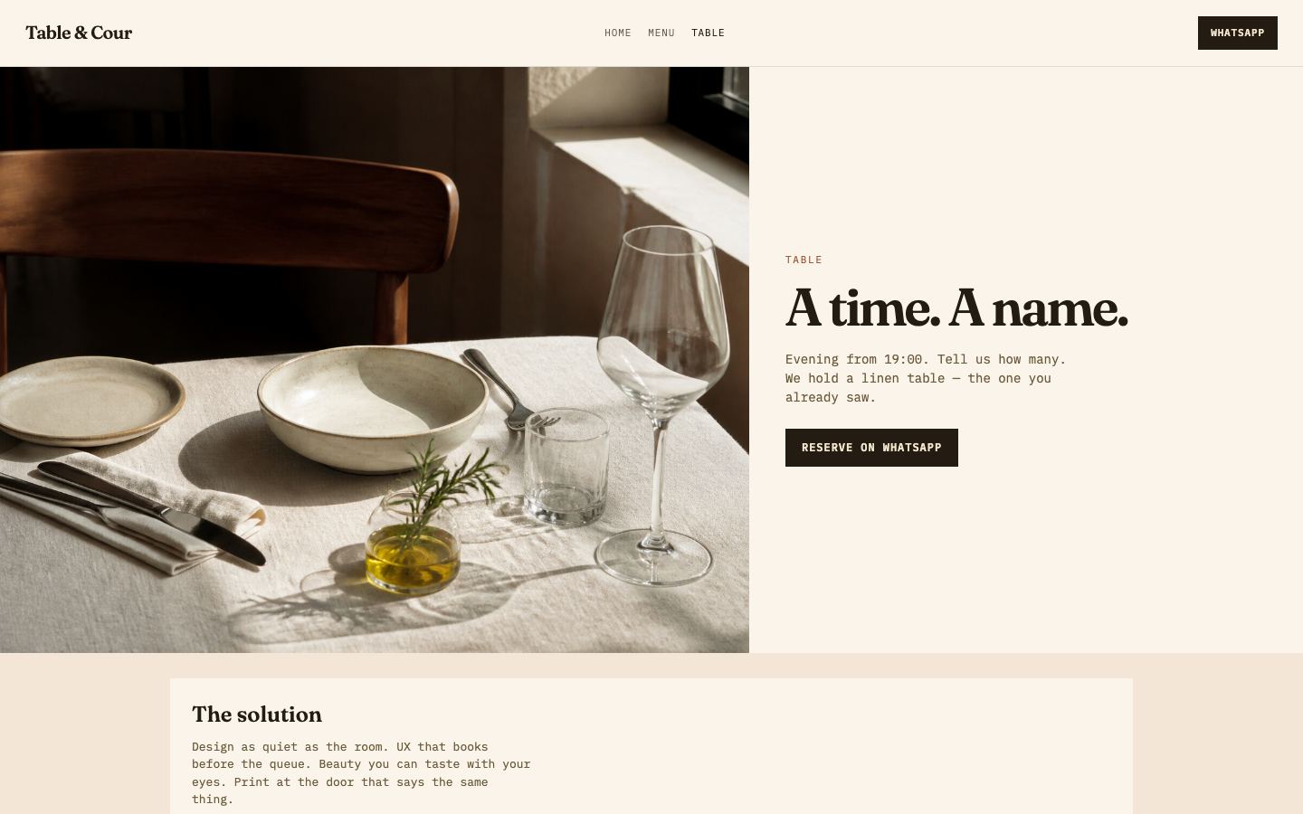 Table page