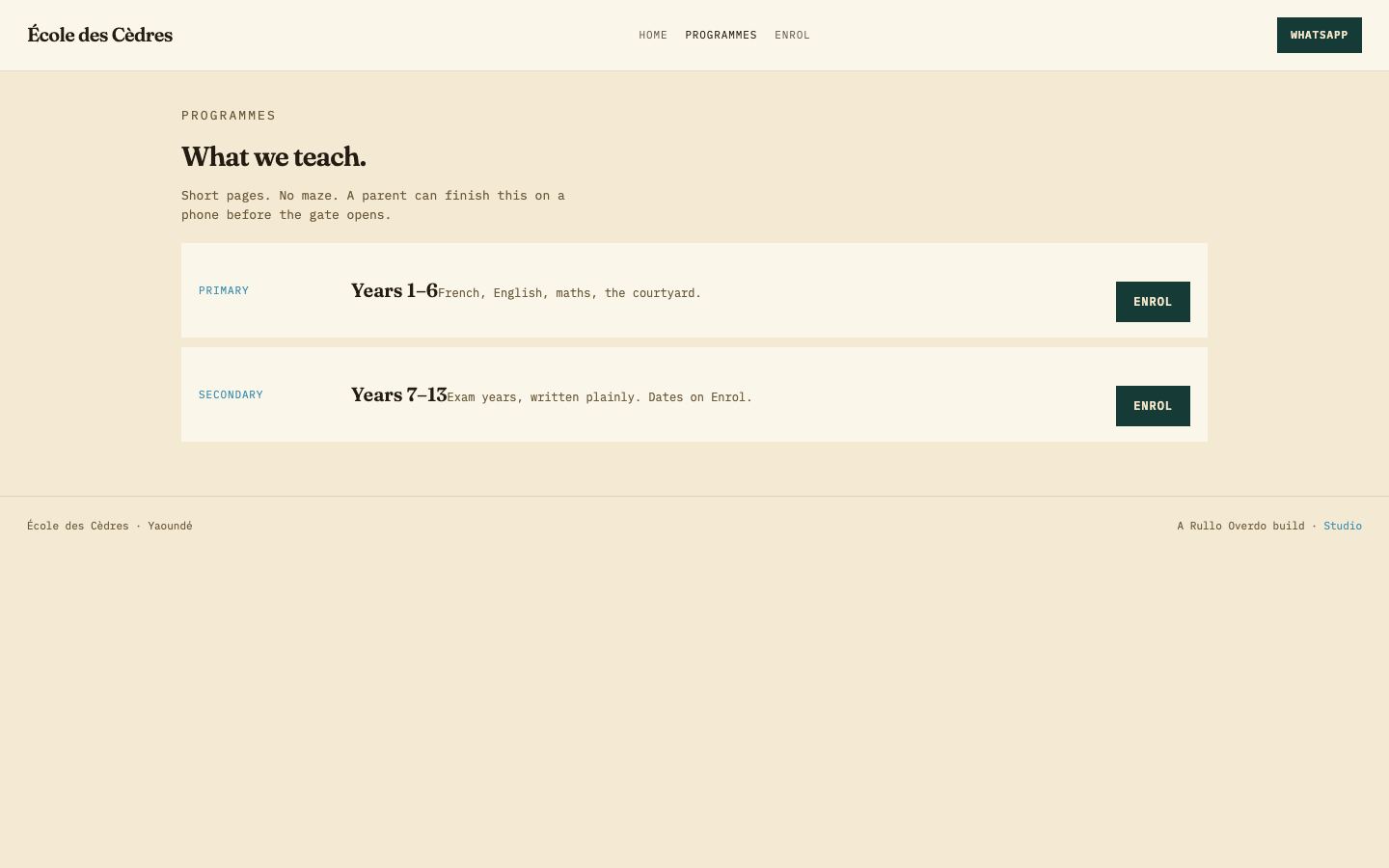 Programmes page