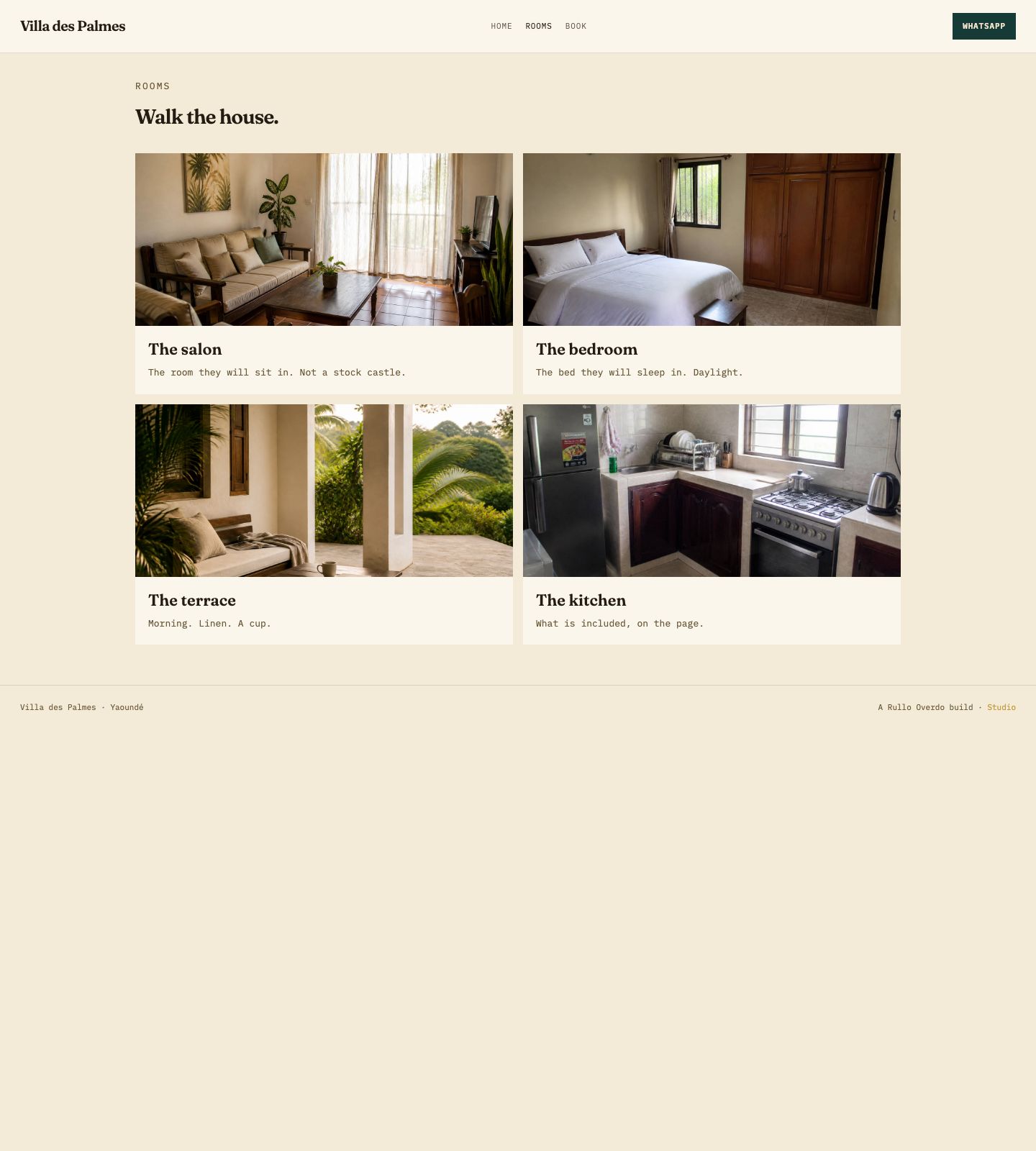 Villa des Palmes rooms page