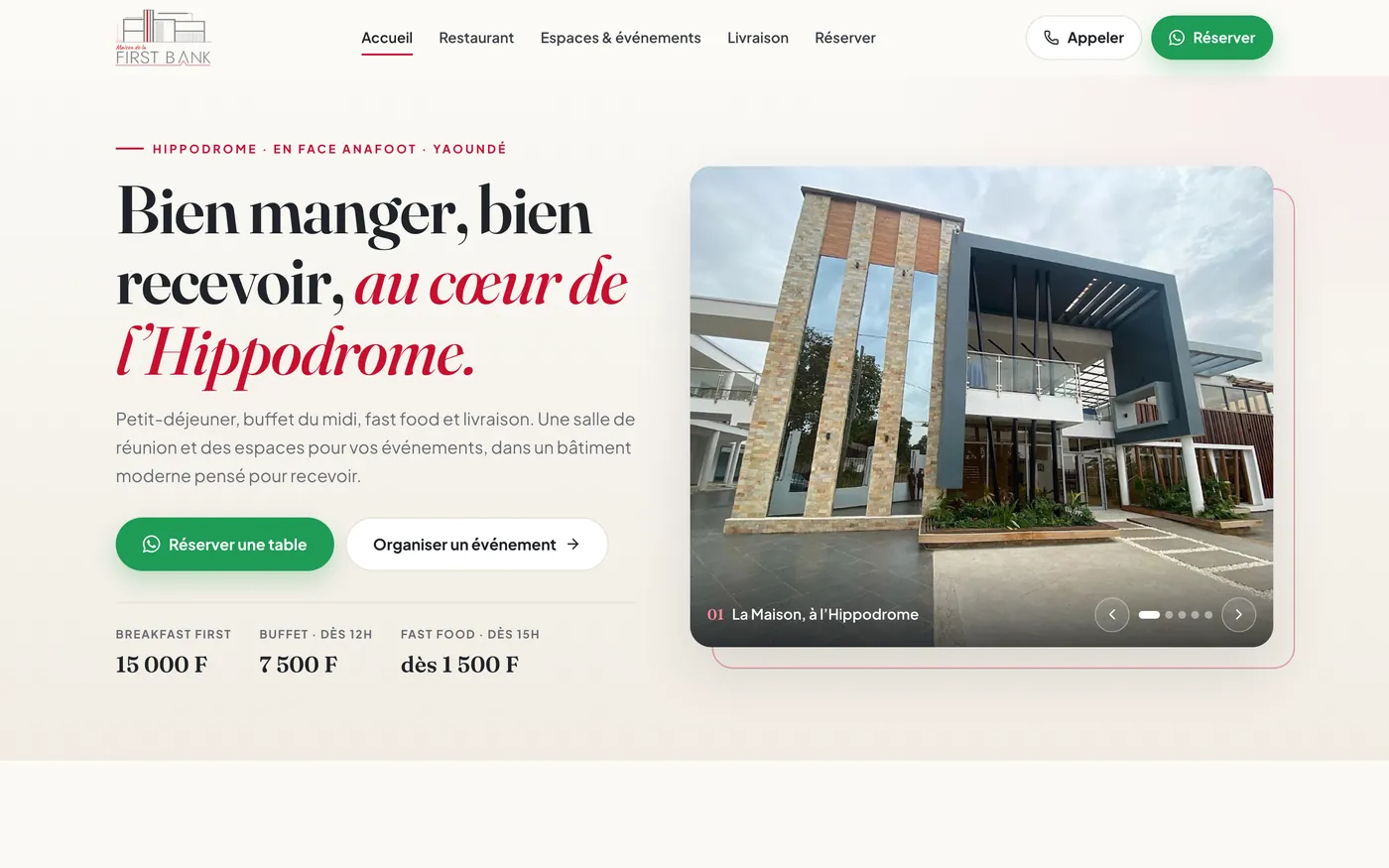 La Maison de la First Bank homepage (website concept)