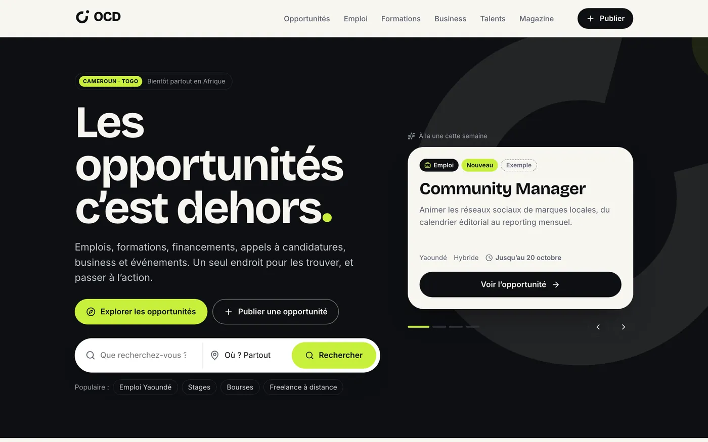 OCD — Les Opportunités c’est Dehors — brand + platform concept