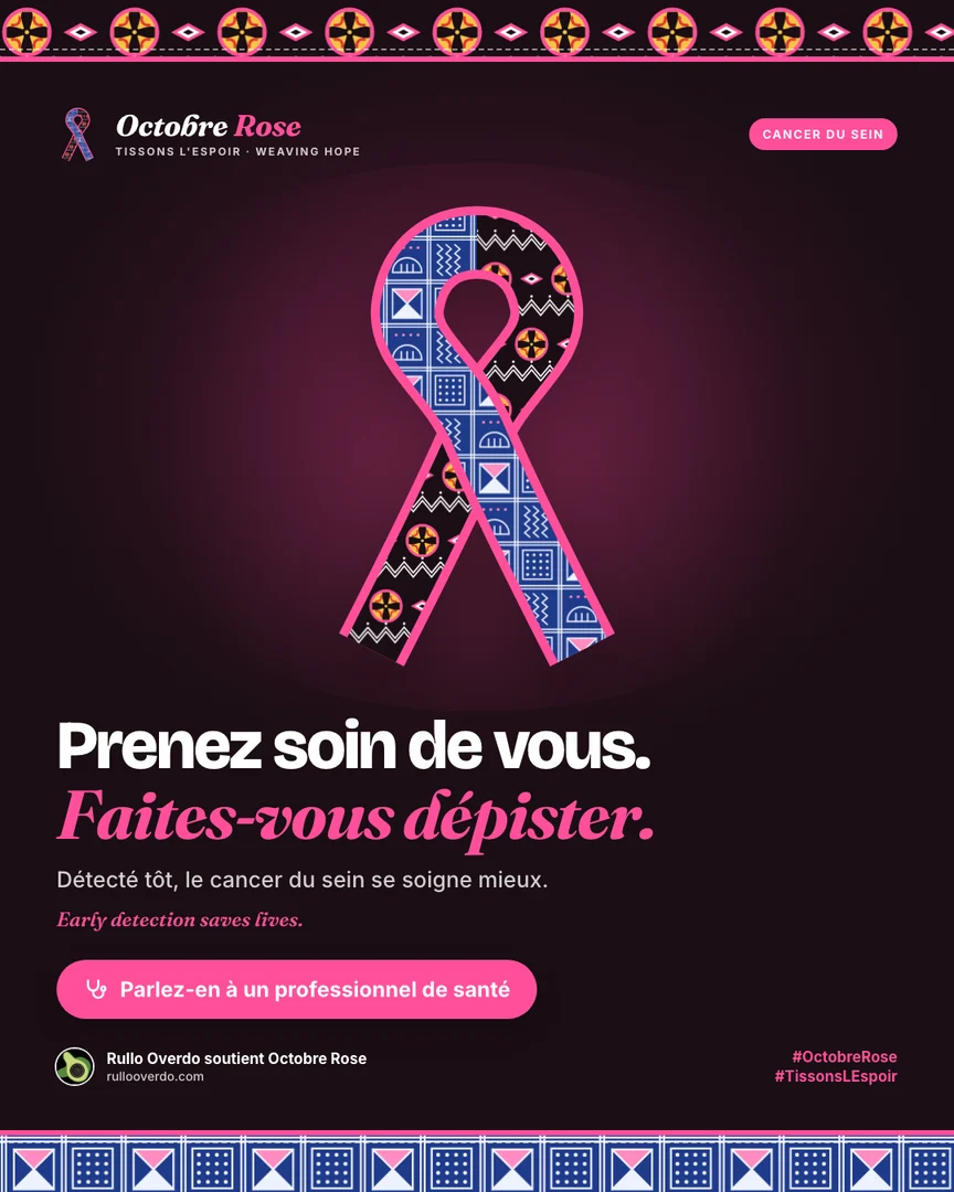 Octobre Rose flyer — Prenez soin de vous, faites-vous dépister