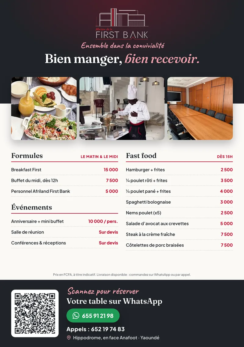 La Maison de la First Bank — a5 menu flyer