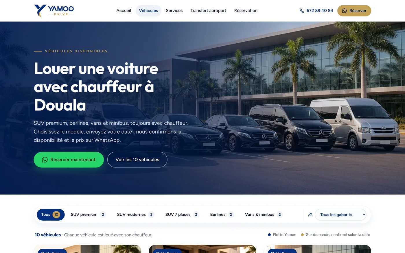 Yamoo Drive available vehicles page